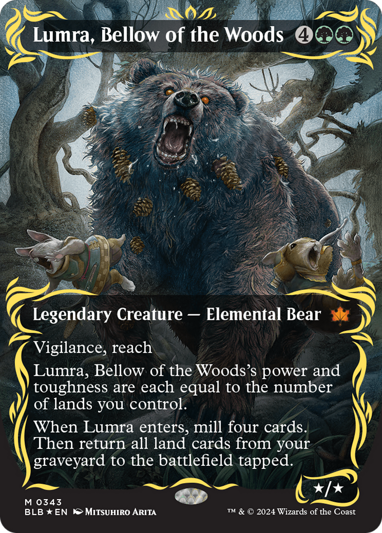 Lumra, Bellow of the Woods (Borderless) (Raised Foil) [Bloomburrow] | Event Horizon Hobbies CA