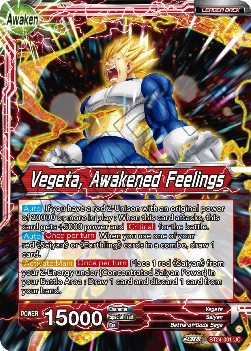 Vegeta // Vegeta, Awakened Feelings (BT24-001) [Beyond Generations] | Event Horizon Hobbies CA