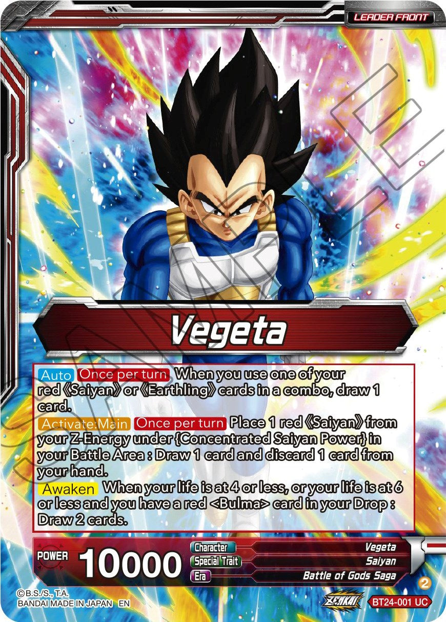 Vegeta // Vegeta, Awakened Feelings (BT24-001) [Beyond Generations] | Event Horizon Hobbies CA