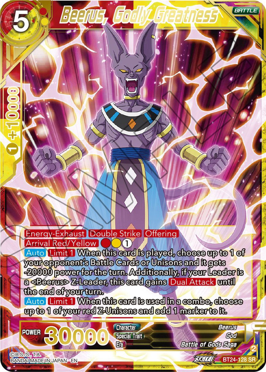 Beerus, Godly Greatness (BT24-128) [Beyond Generations] | Event Horizon Hobbies CA