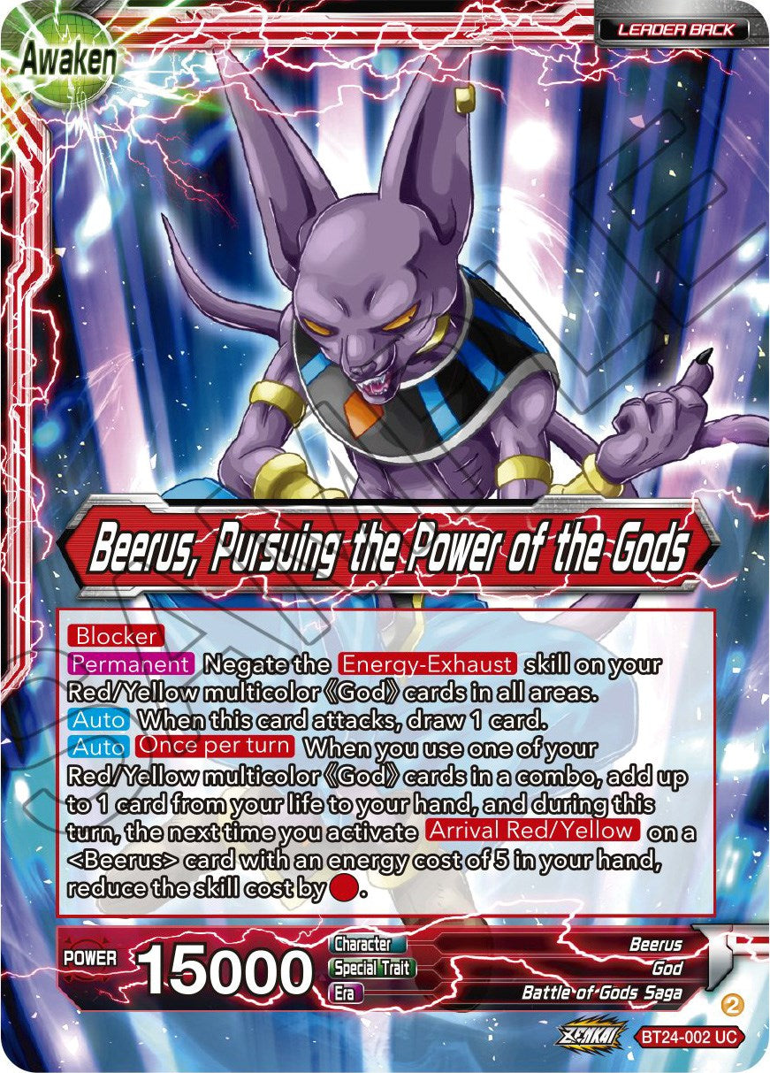 Beerus // Beerus, Pursuing the Power of the Gods (BT24-002) [Beyond Generations] | Event Horizon Hobbies CA