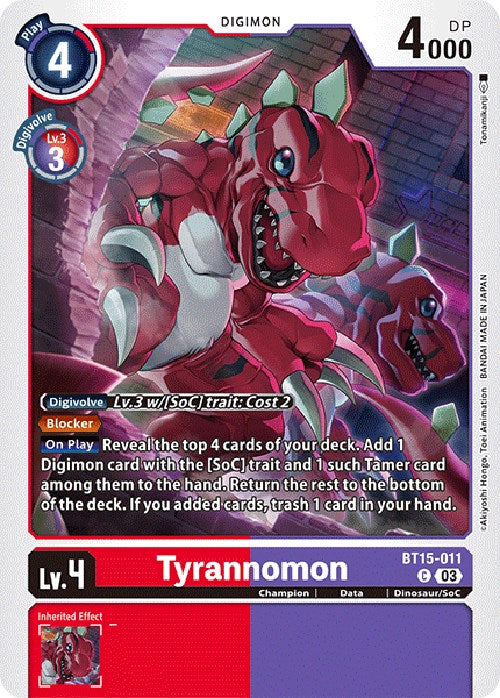 Tyrannomon [BT15-011] [Exceed Apocalypse] | Event Horizon Hobbies CA