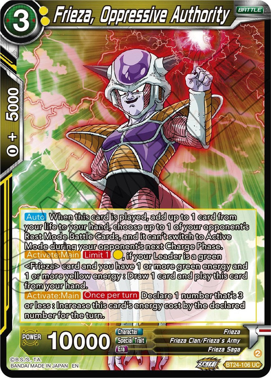 Frieza, Oppressive Authority (BT24-106) [Beyond Generations] | Event Horizon Hobbies CA