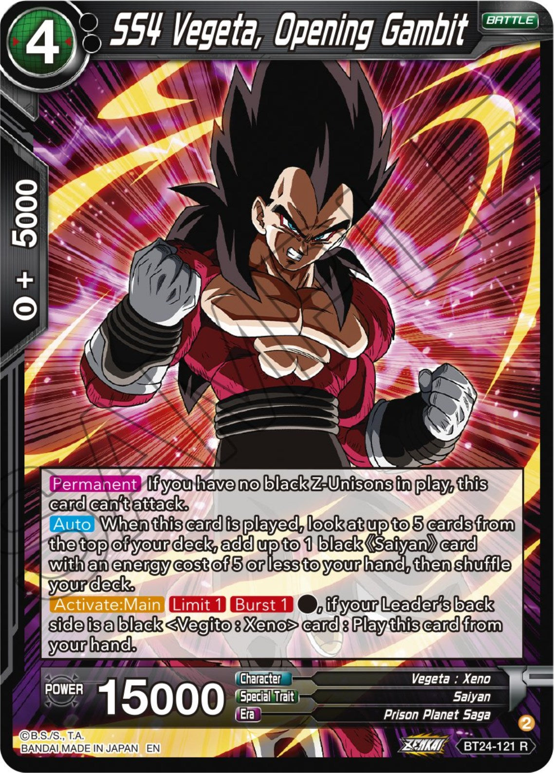 SS4 Vegeta, Opening Gambit (BT24-121) [Beyond Generations] | Event Horizon Hobbies CA