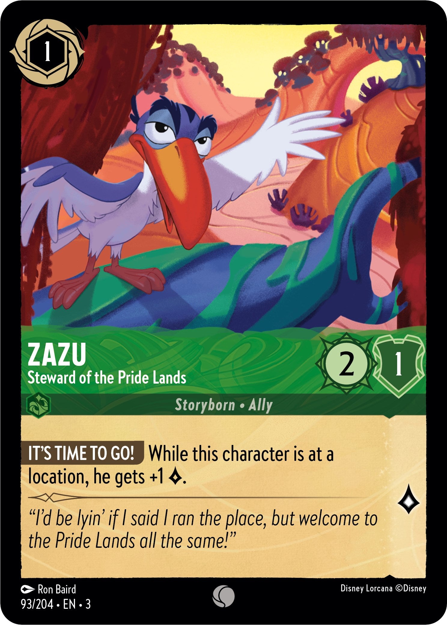 Zazu - Steward of the Pride Lands (93//204) [Into the Inklands] | Event Horizon Hobbies CA