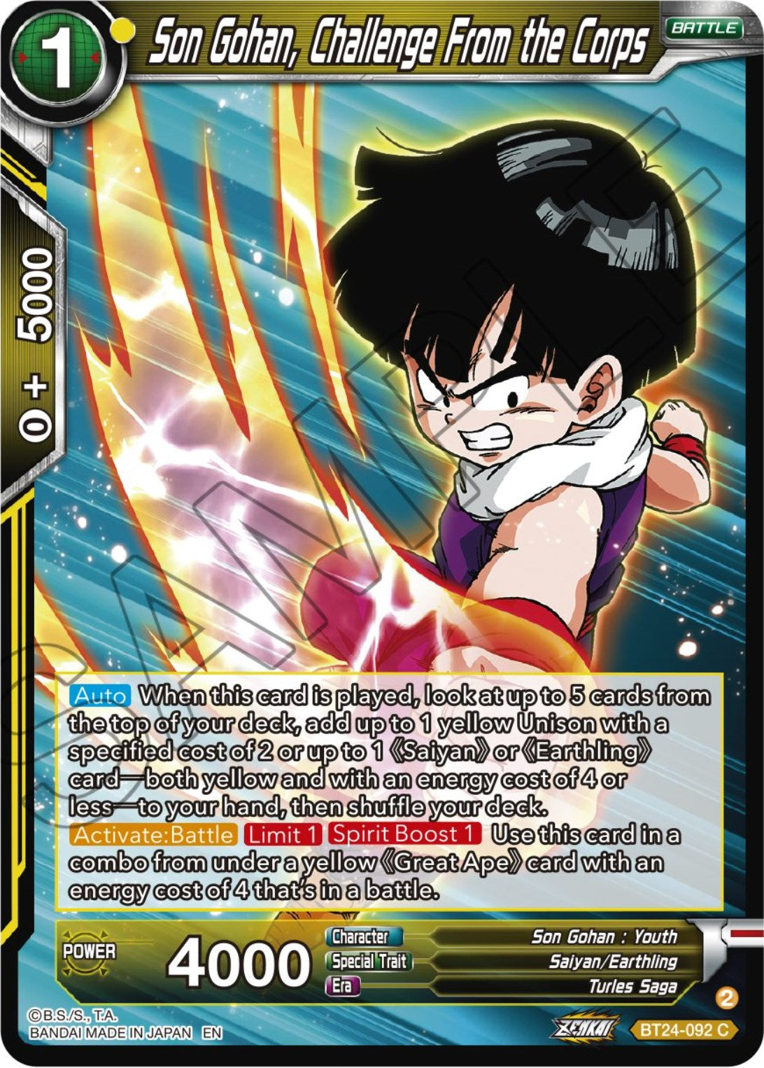 Son Gohan, Challenge From the Corps (BT24-092) [Beyond Generations] | Event Horizon Hobbies CA