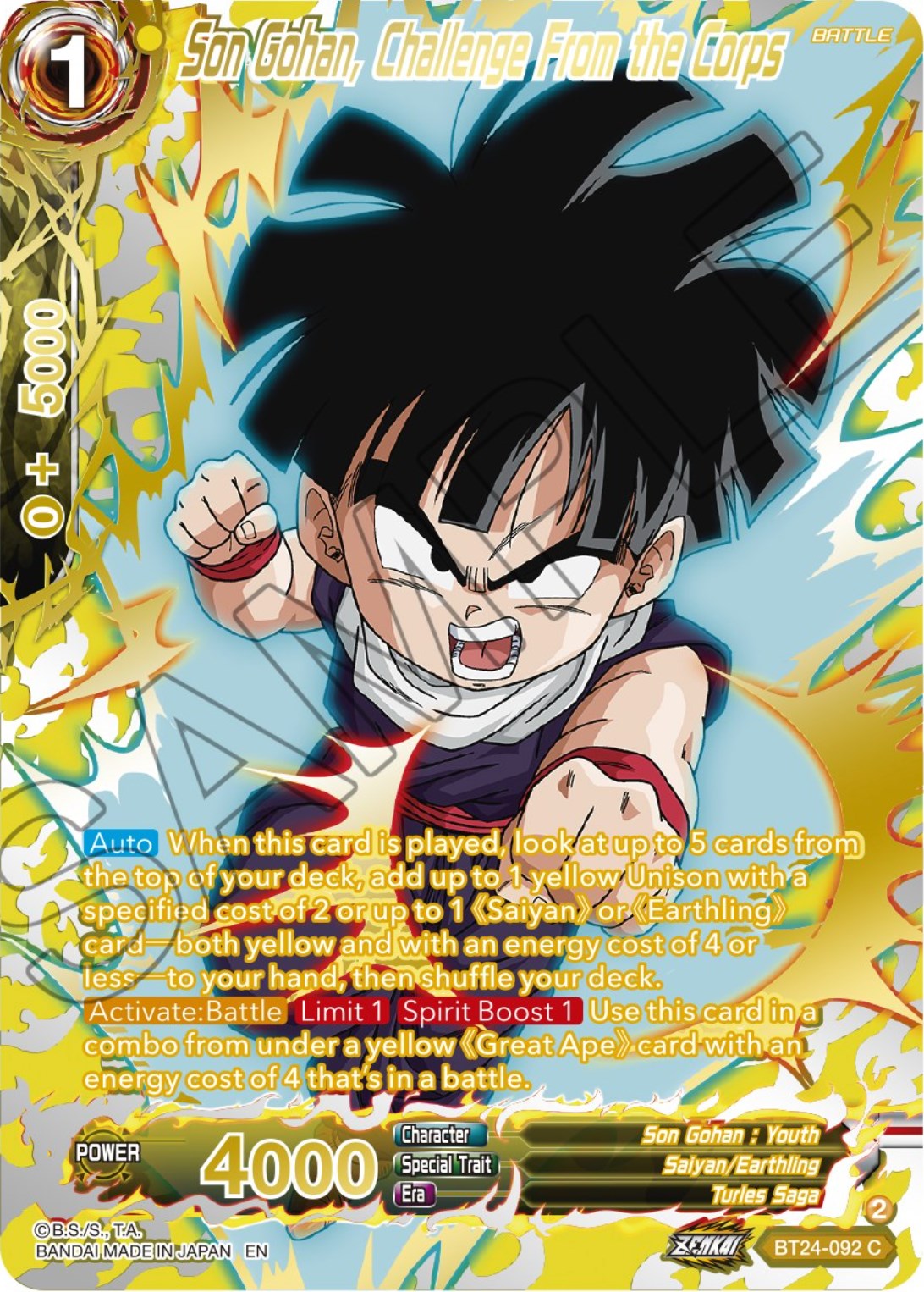 Son Gohan, Challenge From the Corps (Collector Booster) (BT24-092) [Beyond Generations] | Event Horizon Hobbies CA