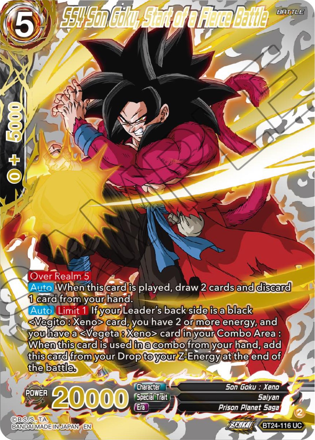SS4 Son Goku, Start of a Fierce Battle (Collector Booster) (BT24-116) [Beyond Generations] | Event Horizon Hobbies CA