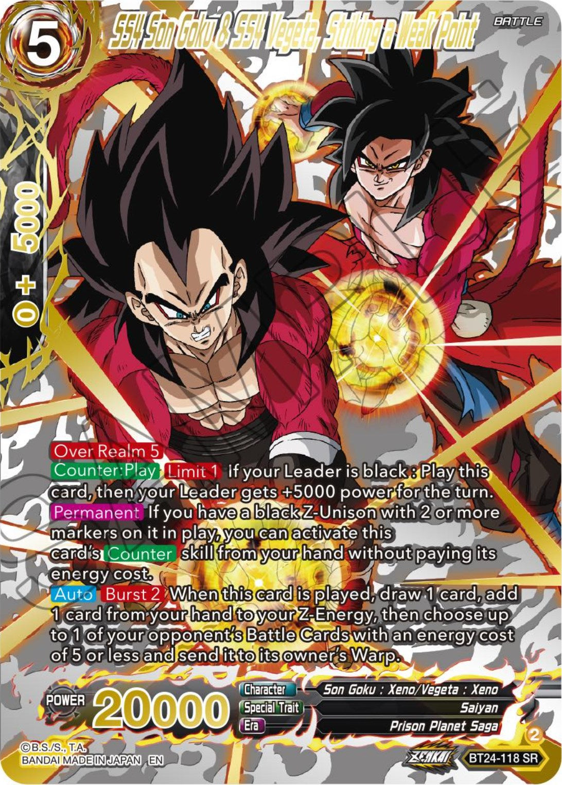 SS4 Son Goku & SS4 Vegeta, Striking a Weak Point (Collector Booster) (BT24-118) [Beyond Generations] | Event Horizon Hobbies CA