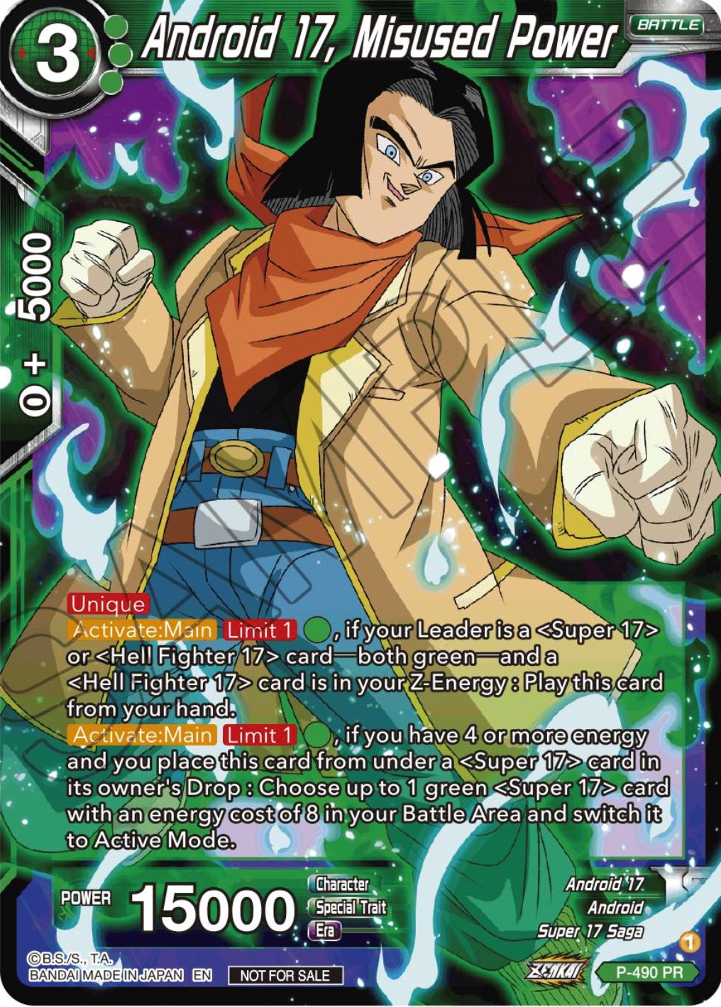 Android 17, Misused Power (Zenkai Series Tournament Pack Vol.3) (P-490) [Tournament Promotion Cards] | Event Horizon Hobbies CA