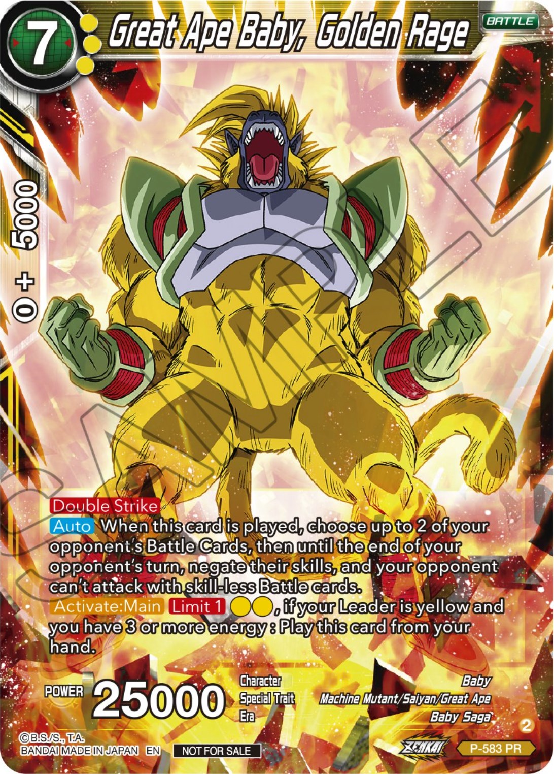 Great Ape Baby, Golden Rage (Zenkai Series Tournament Pack Vol.7) (P-583) [Tournament Promotion Cards] | Event Horizon Hobbies CA