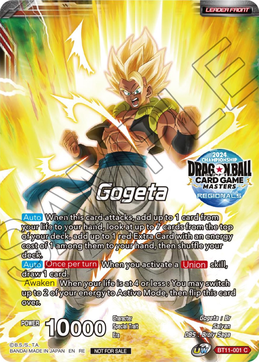 Gogeta // SSB Gogeta, Prophet of Demise (Championship Golden Card 2024 Vol.1) (BT11-001) [Tournament Promotion Cards] | Event Horizon Hobbies CA