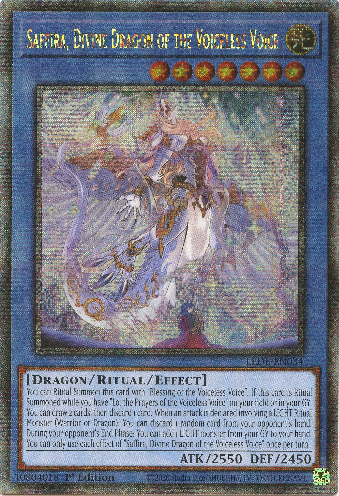 Saffira, Divine Dragon of the Voiceless Voice (Quarter Century Secret Rare) [LEDE-EN034] Quarter Century Secret Rare | Event Horizon Hobbies CA