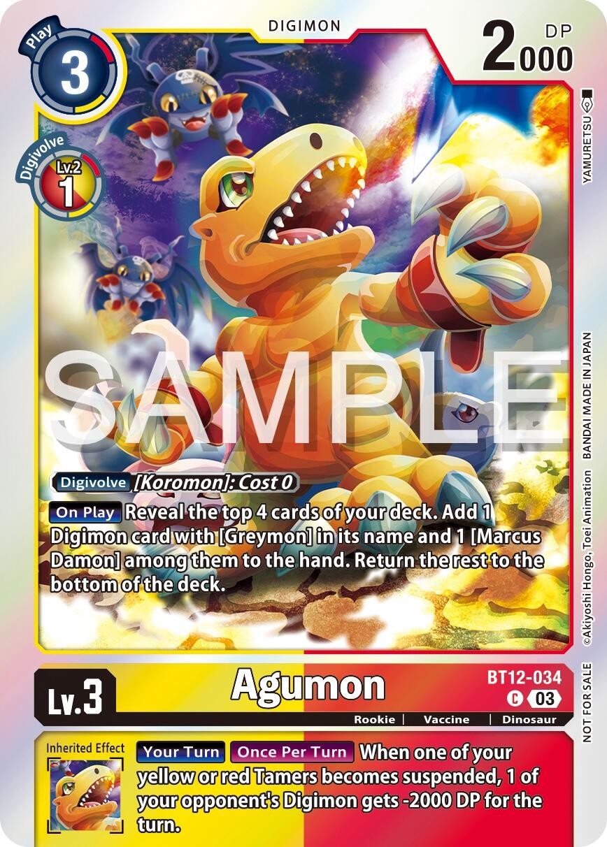 Agumon [BT12-034] (Official Tournament Vol.13 Winner Pack) [Across Time Promos] | Event Horizon Hobbies CA