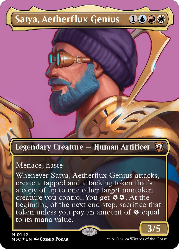 Satya, Aetherflux Genius (Borderless) (Ripple Foil) [Modern Horizons 3 Commander] | Event Horizon Hobbies CA