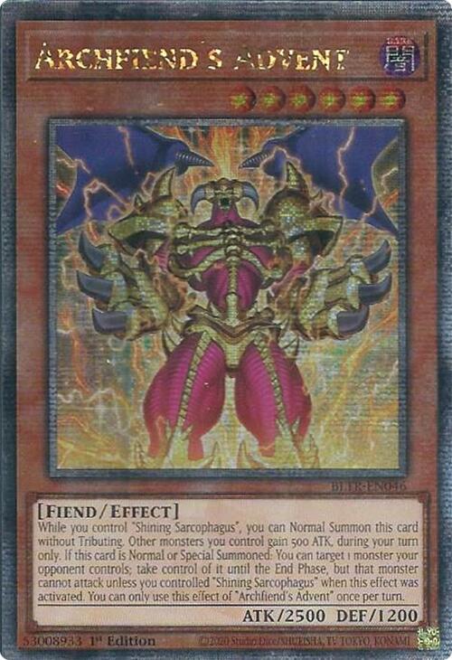 Archfiend's Advent (Quarter Century Secret Rare) [BLTR-EN046] Quarter Century Secret Rare | Event Horizon Hobbies CA