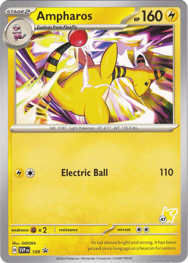 Ampharos (109) (Pikachu Stamp #47) [Battle Academy 2024] | Event Horizon Hobbies CA