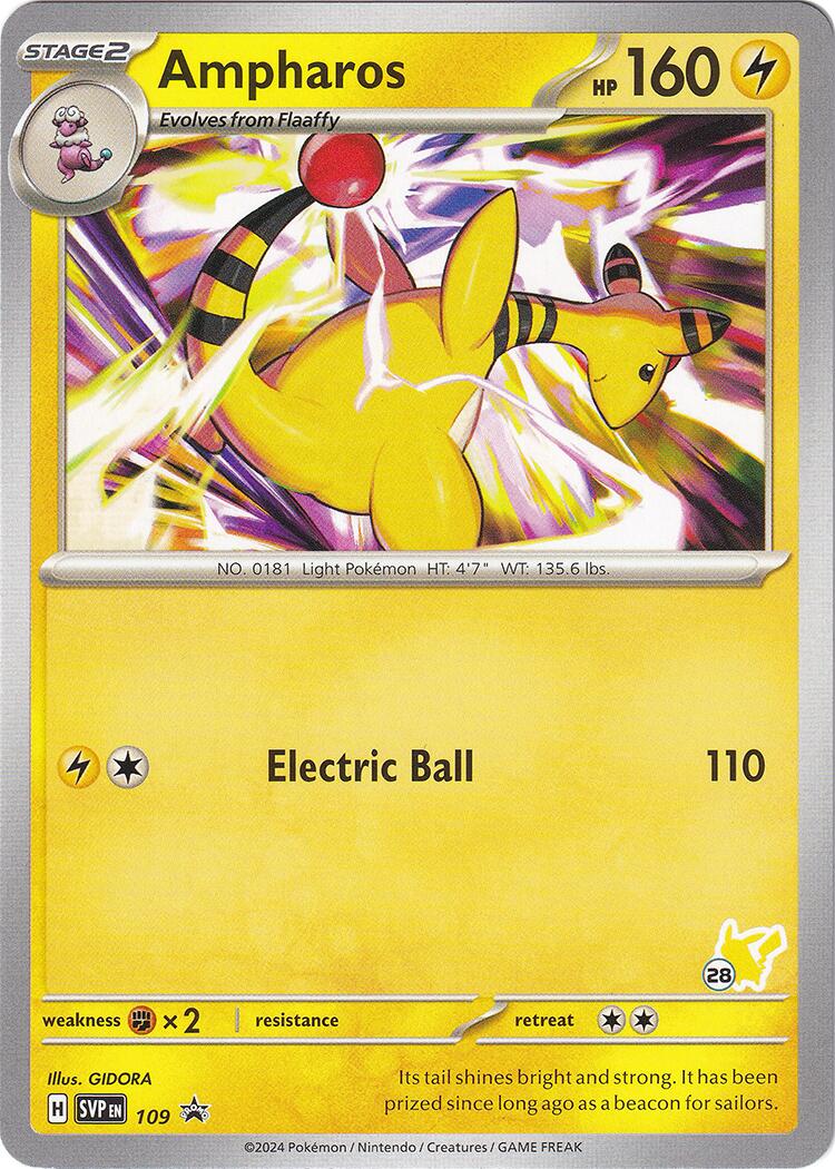 Ampharos (109) (Pikachu Stamp #28) [Battle Academy 2024] | Event Horizon Hobbies CA