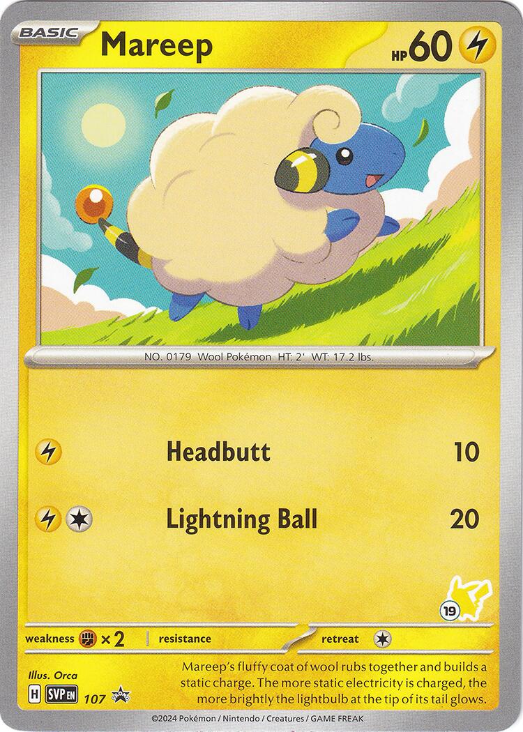 Mareep (107) (Pikachu Stamp #19) [Battle Academy 2024] | Event Horizon Hobbies CA