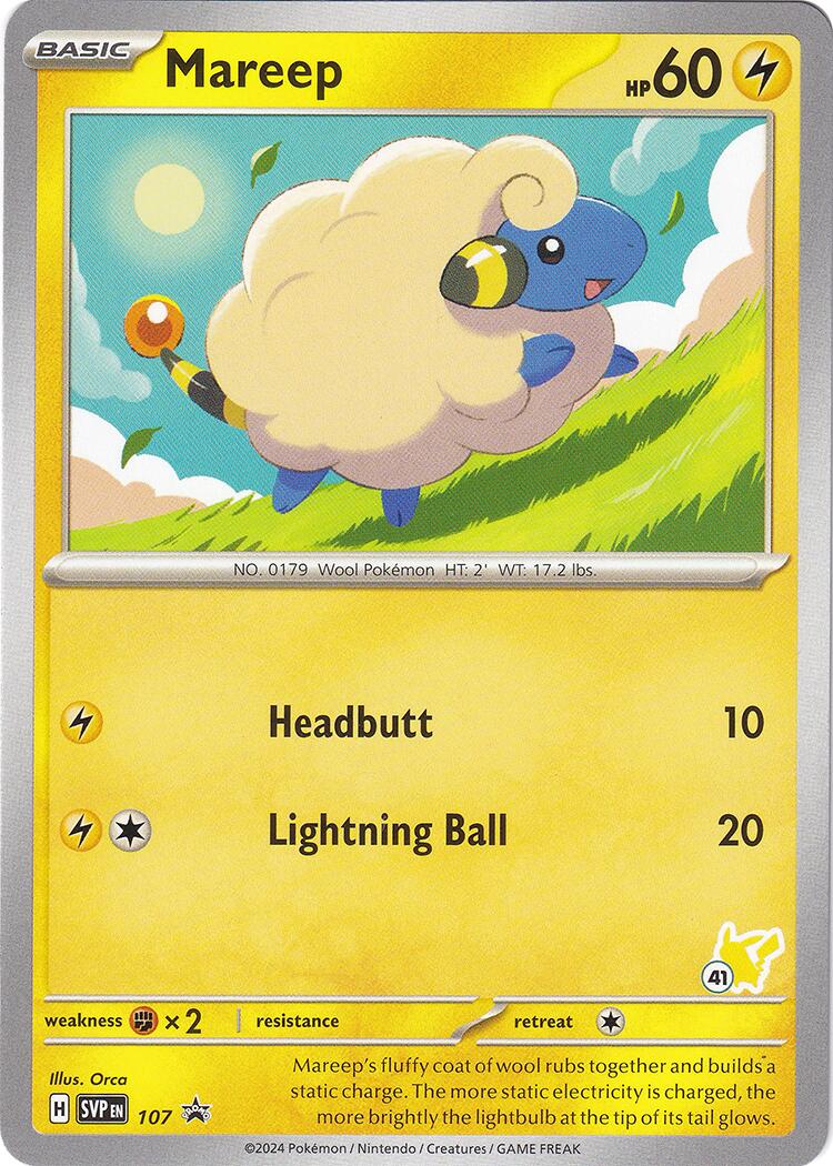 Mareep (107) (Pikachu Stamp #41) [Battle Academy 2024] | Event Horizon Hobbies CA