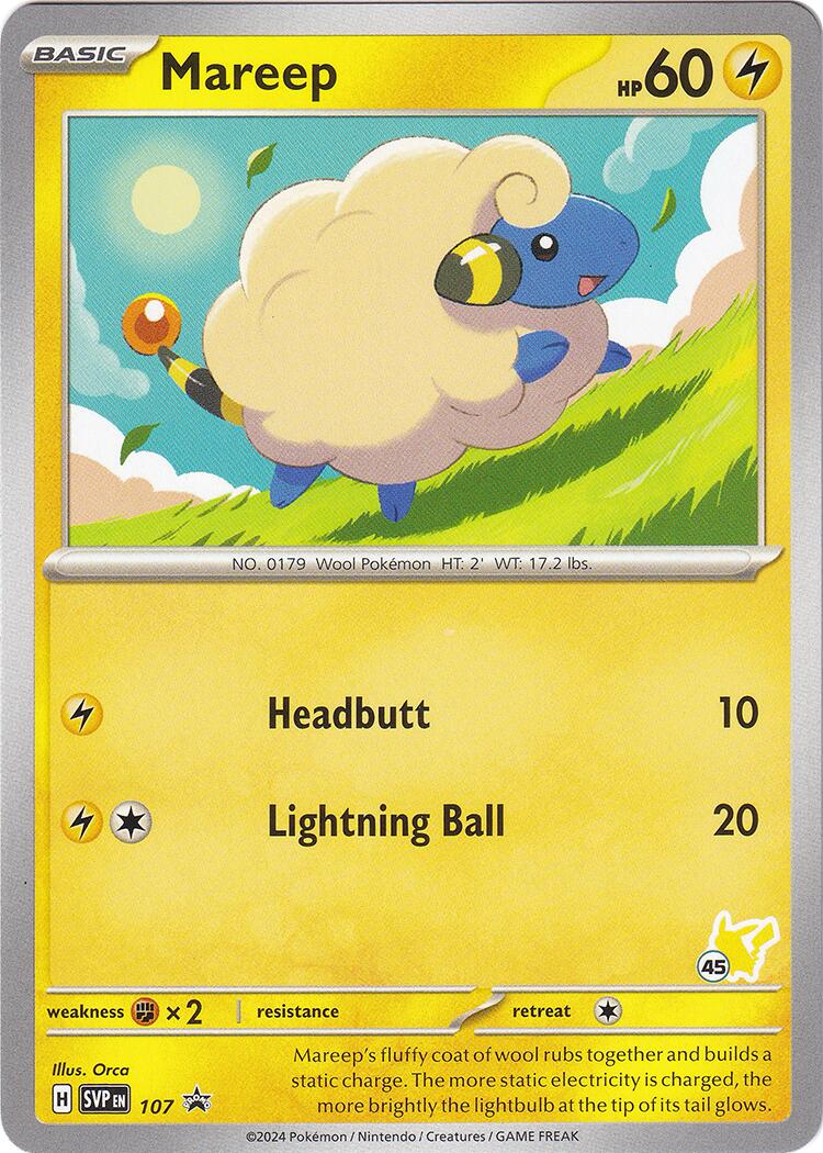 Mareep (107) (Pikachu Stamp #45) [Battle Academy 2024] | Event Horizon Hobbies CA