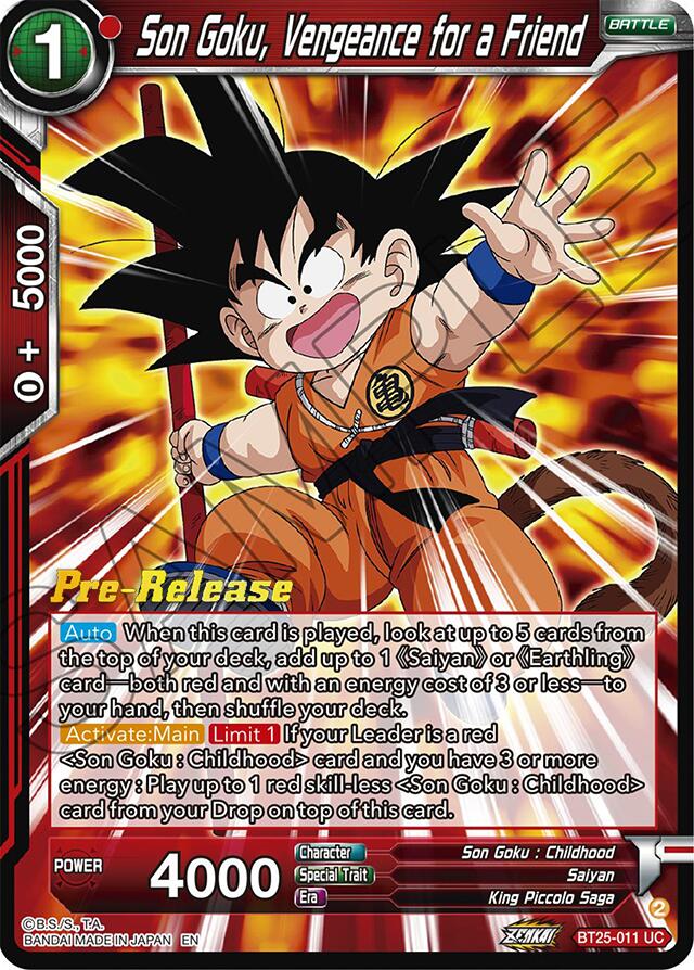 Son Goku, Vengeance for a Friend (BT25-011) [Legend of the Dragon Balls Prerelease Promos] | Event Horizon Hobbies CA