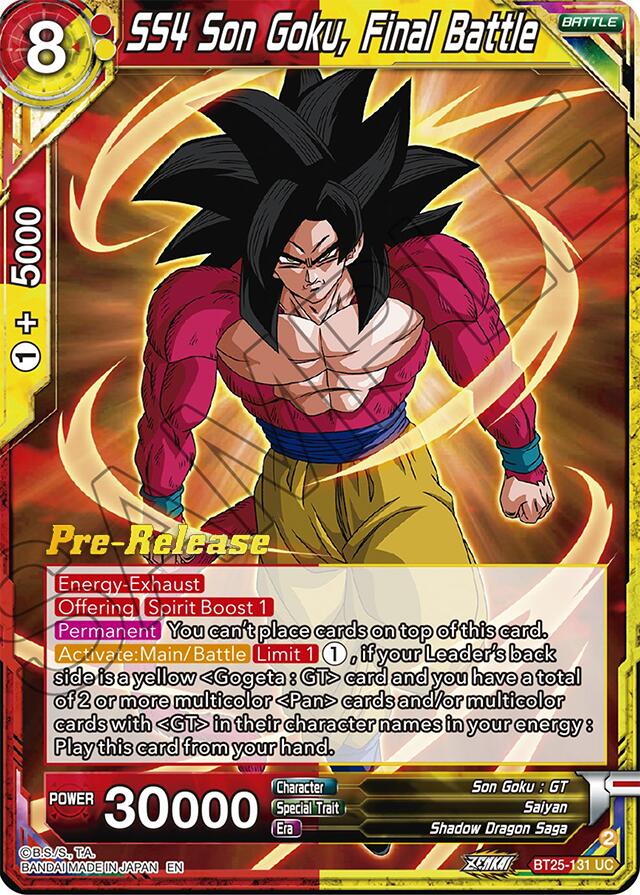 SS4 Son Goku, Final Battle (BT25-131) [Legend of the Dragon Balls Prerelease Promos] | Event Horizon Hobbies CA