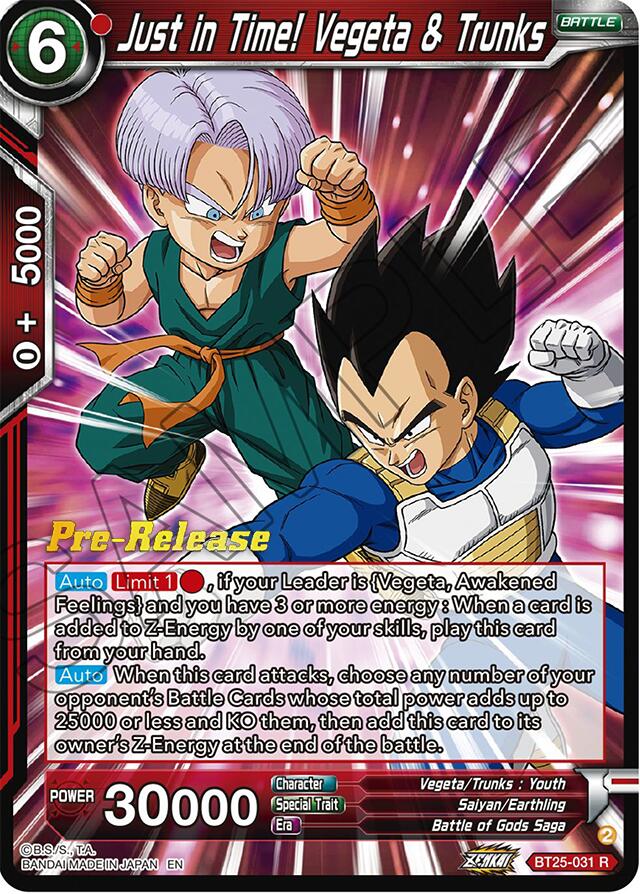 Just in Time! Vegeta & Trunks (BT25-031) [Legend of the Dragon Balls Prerelease Promos] | Event Horizon Hobbies CA