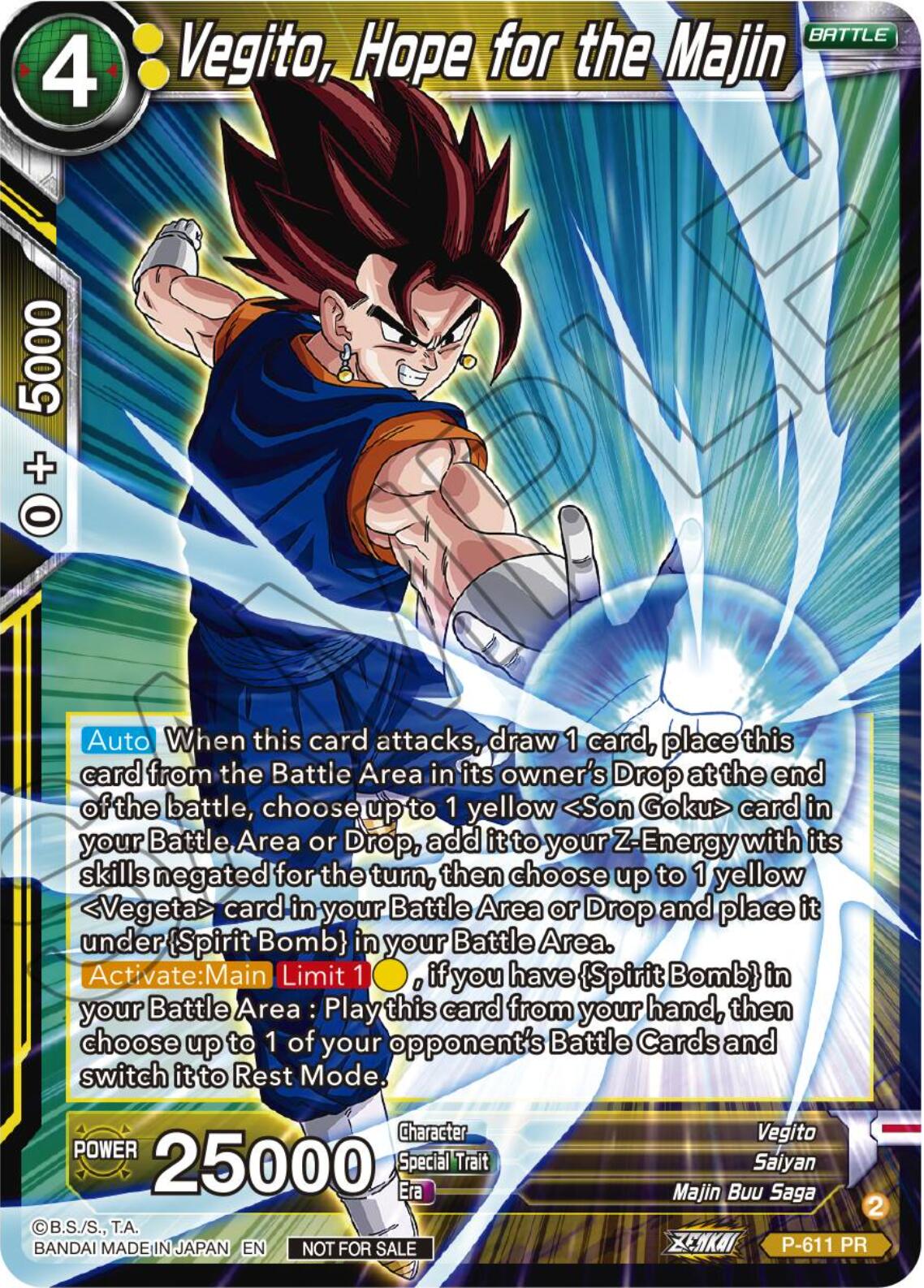 Vegito, Hope for the Majin (Tournament Pack Vol. 8) (P-611) [Promotion Cards] | Event Horizon Hobbies CA