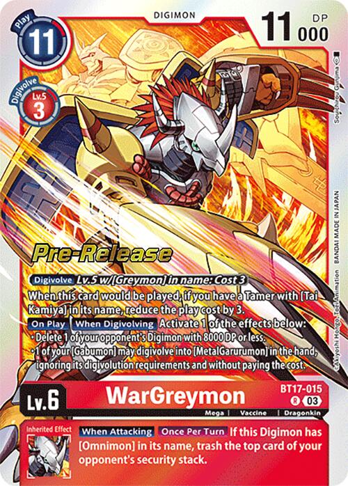 WarGreymon [BT17-015] [Secret Crisis Pre-Release Cards] | Event Horizon Hobbies CA