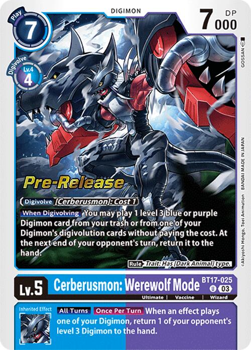 Cerberusmon: Werewolf Mode [BT17-025] [Secret Crisis Pre-Release Cards] | Event Horizon Hobbies CA