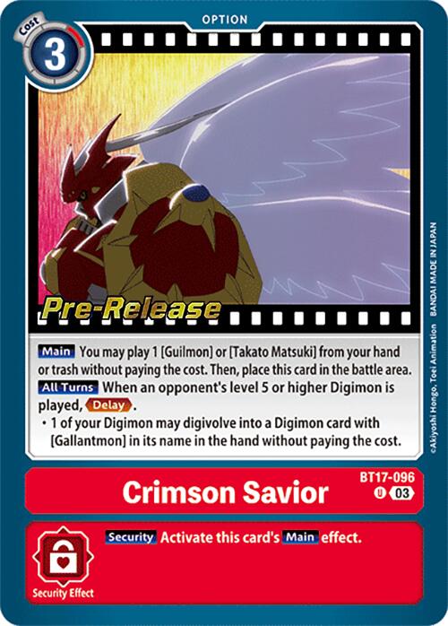 Crimson Savior [BT17-096] [Secret Crisis Pre-Release Cards] | Event Horizon Hobbies CA