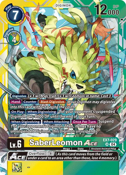 SaberLeomon ACE [EX7-029] [Digimon LIBERATOR] | Event Horizon Hobbies CA