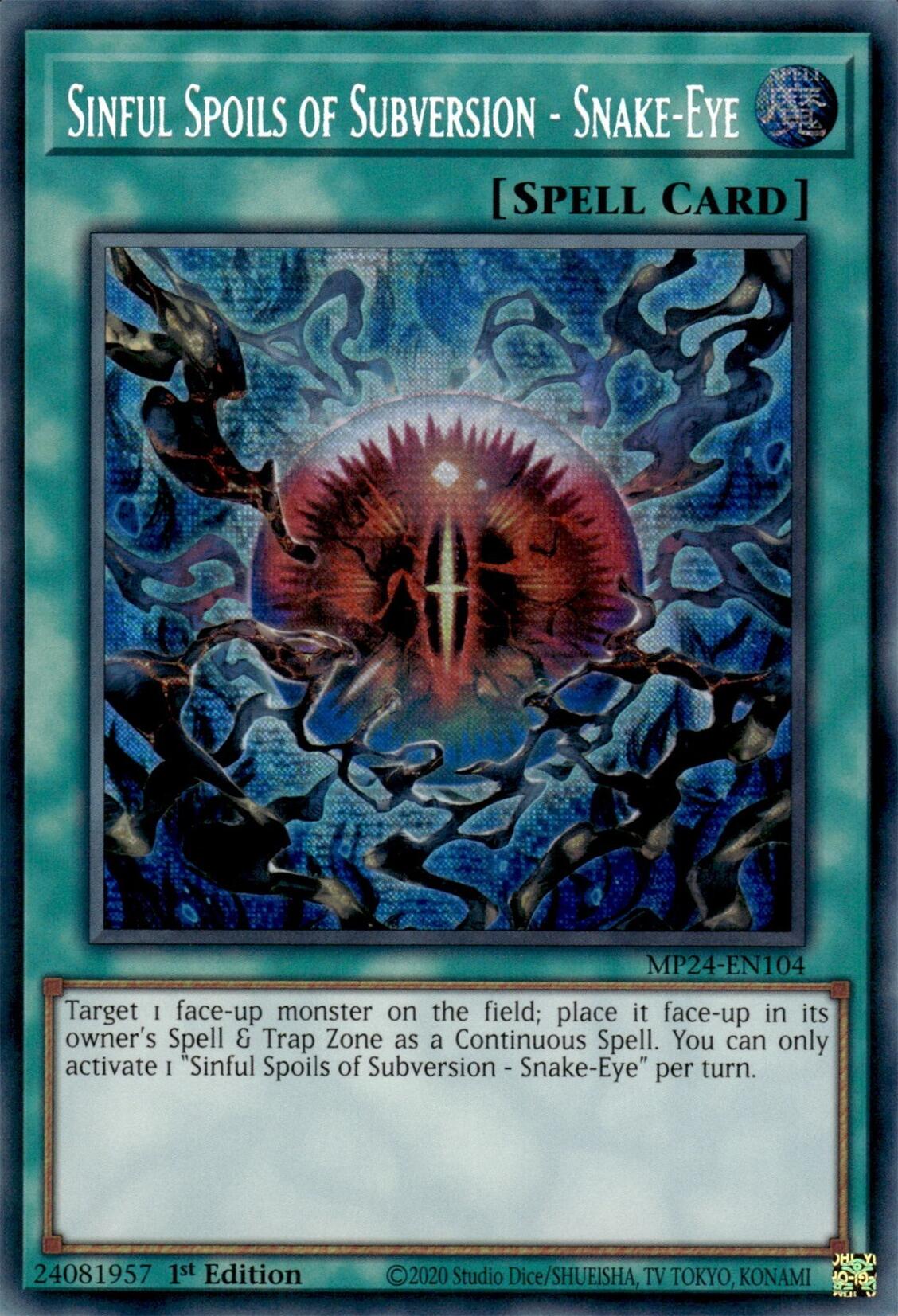 Sinful Spoils of Subversion - Snake-Eye [MP24-EN104] Prismatic Secret Rare | Event Horizon Hobbies CA