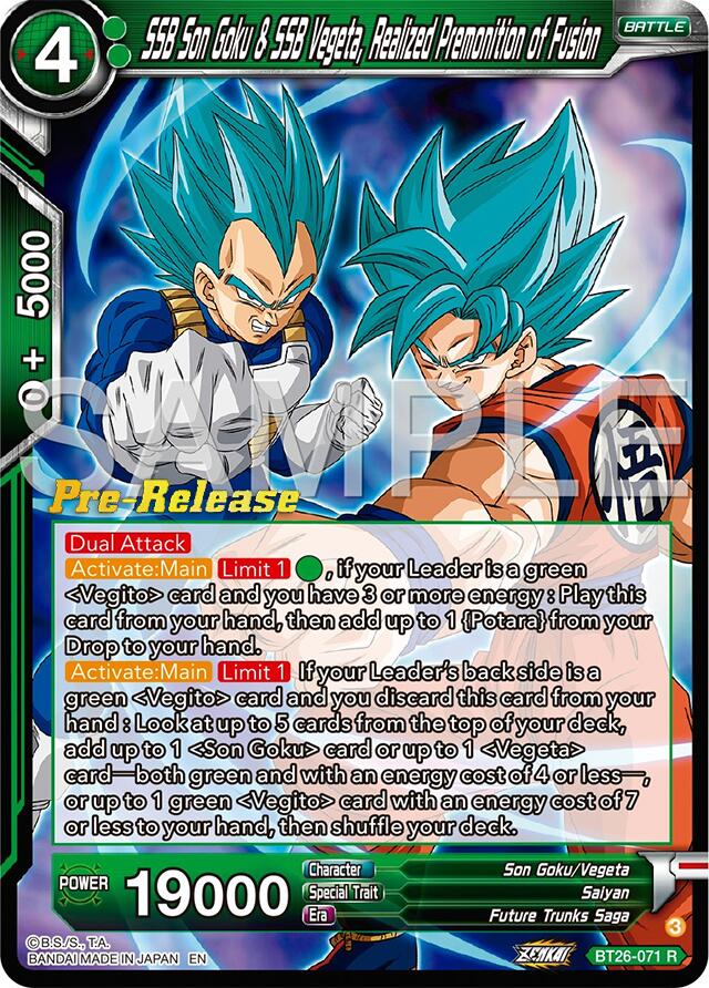 SSB Son Goku & SSB Vegeta, Realized Premonition of Fusion (BT26-071) [Ultimate Advent Prerelease Promos] | Event Horizon Hobbies CA