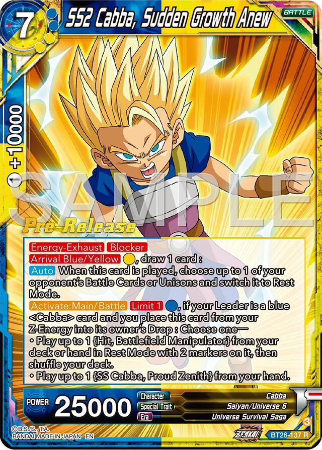 SS2 Cabba, Sudden Growth Anew (BT26-137) [Ultimate Advent Prerelease Promos] | Event Horizon Hobbies CA