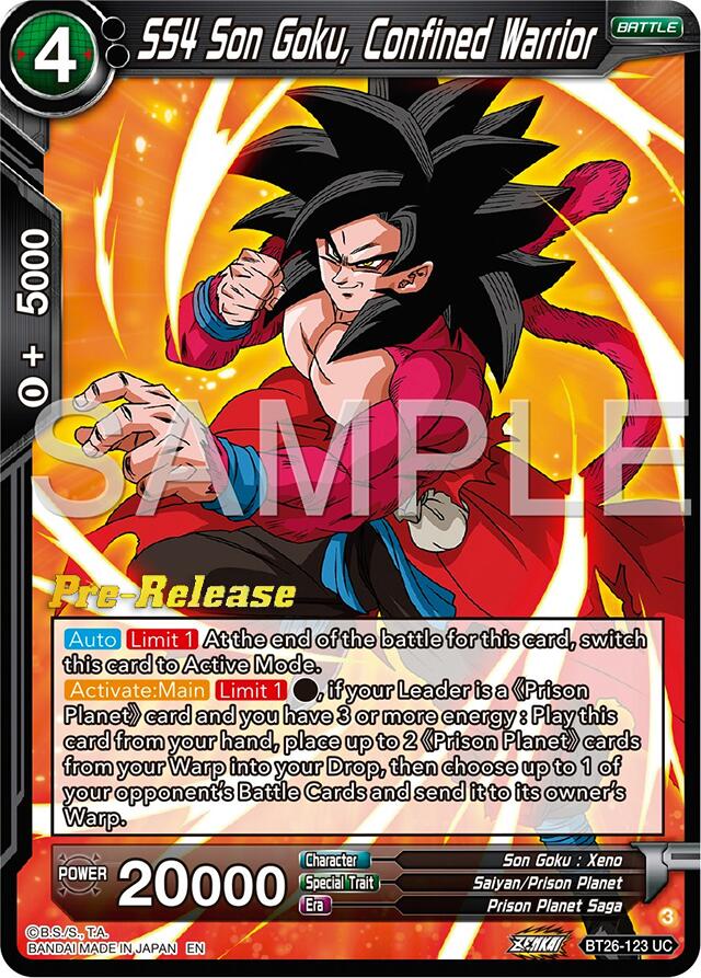 SS4 Son Goku, Confined Warrior (BT26-123) [Ultimate Advent Prerelease Promos] | Event Horizon Hobbies CA