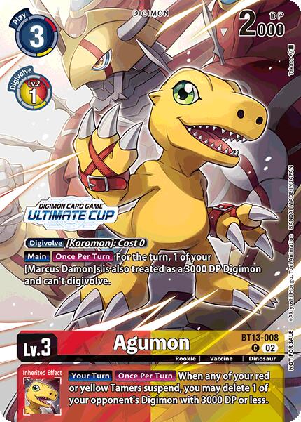 Agumon [BT13-008] (Ultimate Cup 2024) [Versus Royal Knights Booster] | Event Horizon Hobbies CA