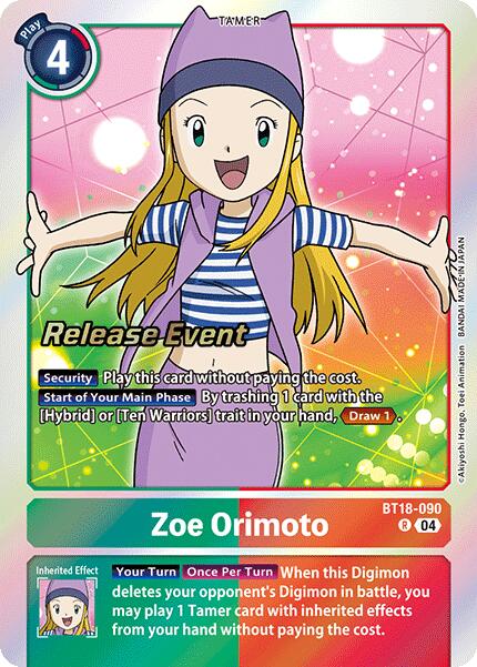 Zoe Orimoto [BT18-090] [Release Special Booster 2.0 Pre-Release Cards] | Event Horizon Hobbies CA