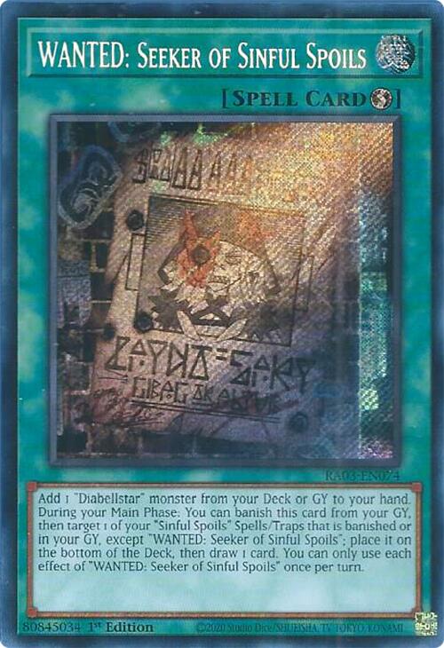 WANTED: Seeker of Sinful Spoils (Secret Rare) [RA03-EN074] Secret Rare | Event Horizon Hobbies CA