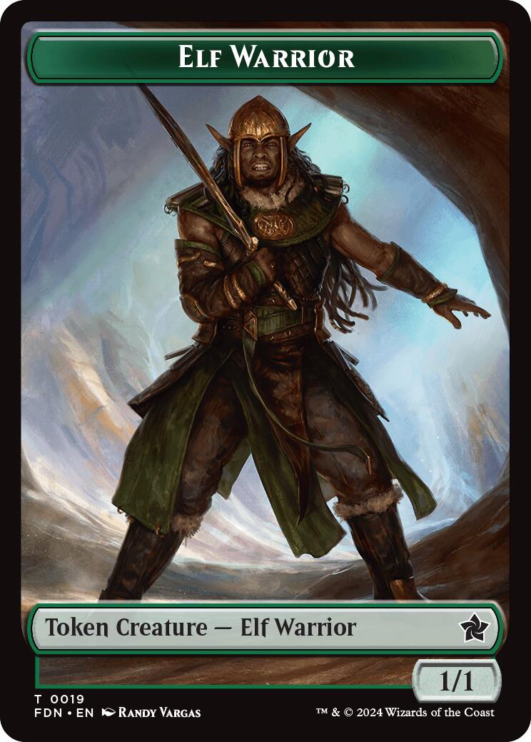 Elf Warrior // Raccoon Doubled-Sided Token [Foundations Tokens] | Event Horizon Hobbies CA