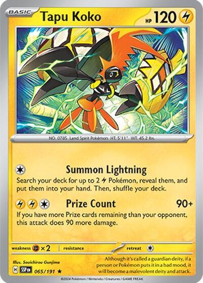 Tapu Koko (065/191) (Deck Exclusives) [Scarlet & Violet: Surging Sparks] | Event Horizon Hobbies CA