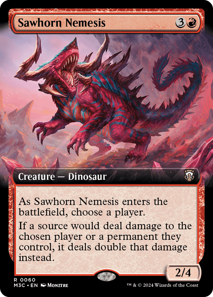 Sawhorn Nemesis (Extended Art) (Ripple Foil) [Modern Horizons 3 Commander] | Event Horizon Hobbies CA