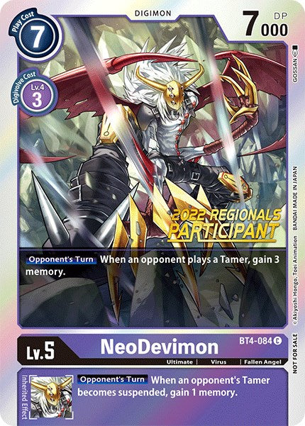 NeoDevimon [BT4-084] (2022 Championship Online Regional) (Online Participant) [Great Legend Promos] | Event Horizon Hobbies CA