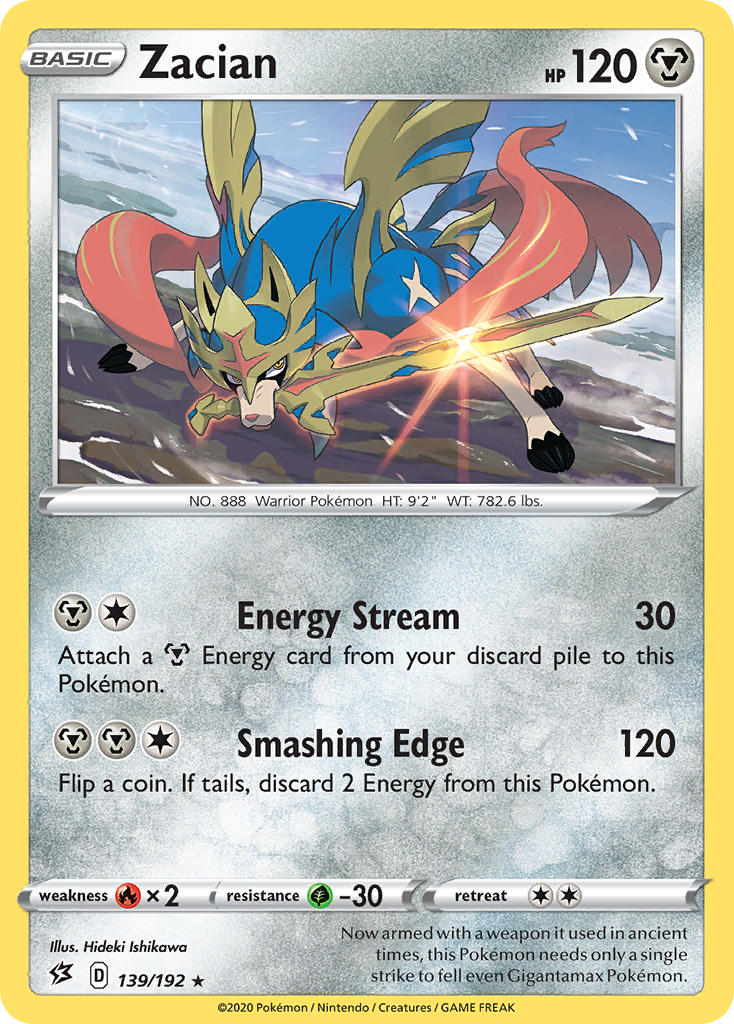 Zacian (139/192) (Cracked Ice Holo) (Theme Deck Exclusives) [Sword & Shield: Rebel Clash] | Event Horizon Hobbies CA