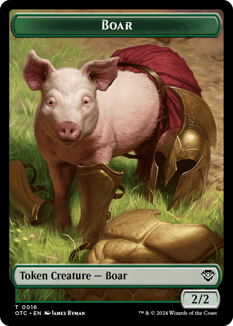 Boar // Manifest Double-Sided Token [Outlaws of Thunder Junction Commander Tokens] | Event Horizon Hobbies CA