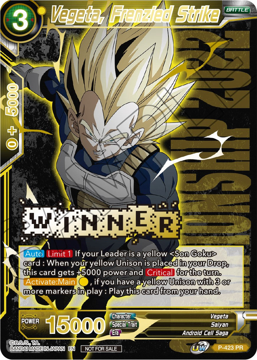 Vegeta, Frenzied Strike (Championship Pack 2022 Vol.2) (Winner Gold Stamped) (P-423) [Promotion Cards] | Event Horizon Hobbies CA