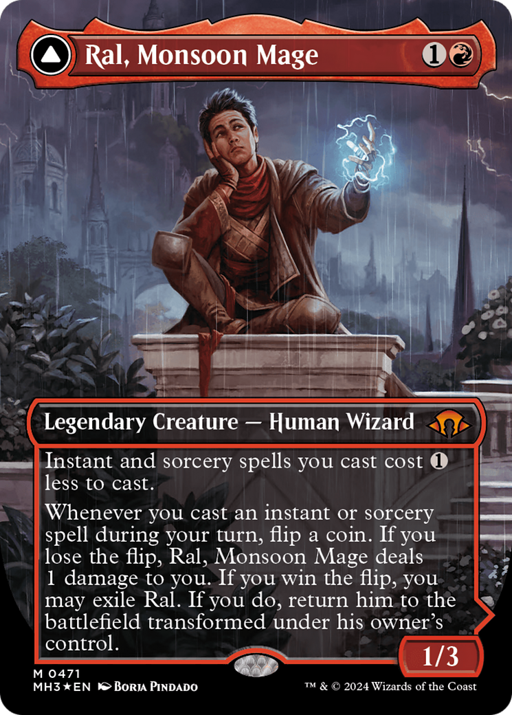 Ral, Monsoon Mage // Ral, Leyline Prodigy (Borderless) (Textured Foil) [Modern Horizons 3] | Event Horizon Hobbies CA