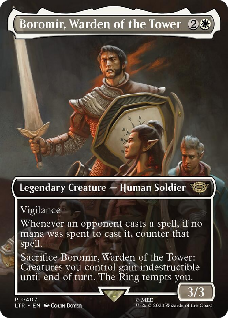 Boromir, Warden of the Tower (Borderless Alternate Art) [The Lord of the Rings: Tales of Middle-Earth] | Event Horizon Hobbies CA