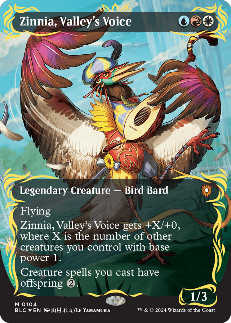 Zinnia, Valley's Voice (Borderless) (Raised Foil) [Bloomburrow Commander] | Event Horizon Hobbies CA